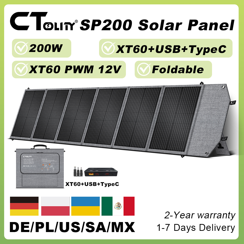 Folding Solar Panel - CTOLITY 200W แผงโซลาร์เซลล์แบบพับได้ 20.5V ประสิทธิภาพการแปลง 23%